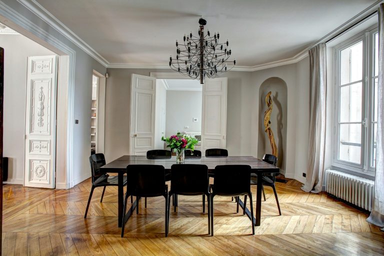 Home interior dining area with elegant decor