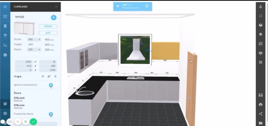 A person using a 3D planner software to design their home interior at a Bethliving.com store.