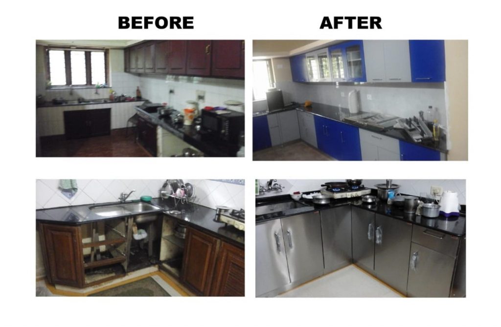 Kitchen remodel before and after comparison Upgrade with Built-in appliances - Bethliving