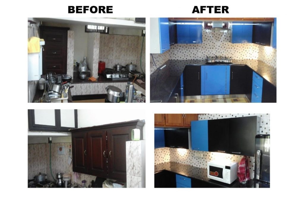 Kitchen remodel before and after comparison Upgrade with Built-in appliances - Bethliving
