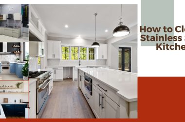 Cleaning a stainless steel kitchen with a soft cloth. Eco-friendly cleaning products for stainless steel