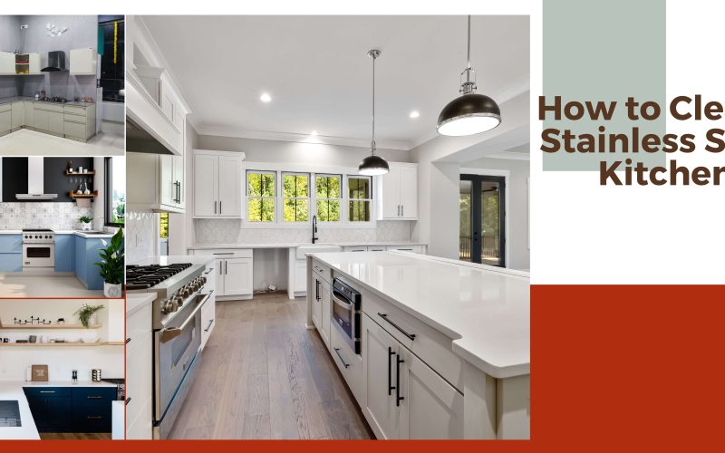 Cleaning a stainless steel kitchen with a soft cloth. Eco-friendly cleaning products for stainless steel