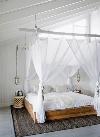 Bed with Mosquito Net Canopy - Protect your family from mosquitoes with Bethliving's innovative scheme.