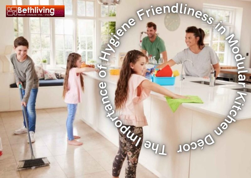 Bethliving modular kitchen with stainless steel surfaces ensuring hygiene.