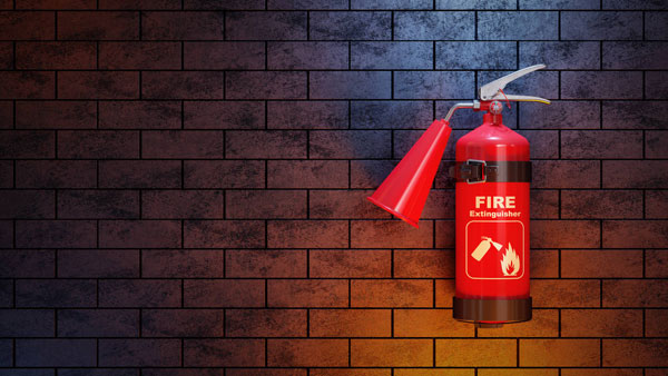 Fire safety equipment including smoke detectors and fire extinguishers.